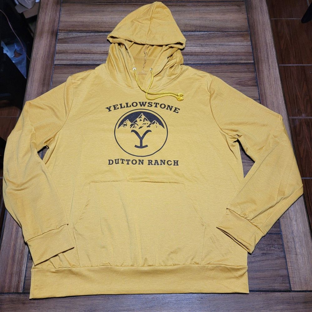 Shein Yellowstone LS Yellow Pullover Lightweight Hoodie "Dutton Ranch" - XL